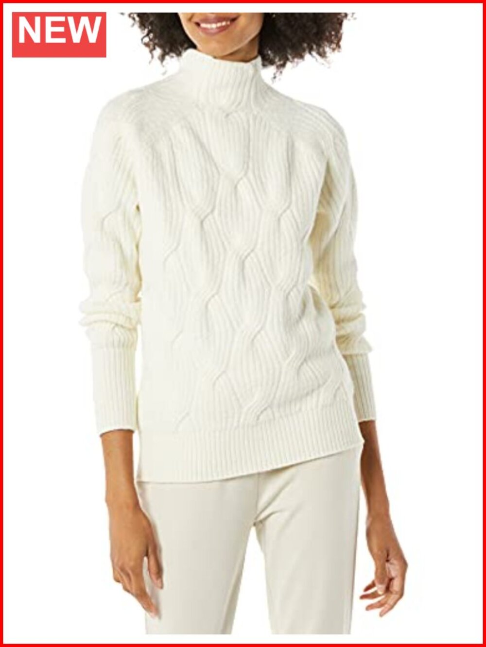 Women's Cable Knit Funnel Neck Long Sleeve Pullover Sweater